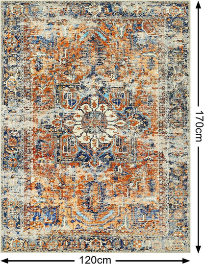Boho Teppich Kurzflor Vintage Design Orange 120x170 cm