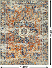 Boho Teppich Kurzflor Vintage Design Orange 120x170 cm