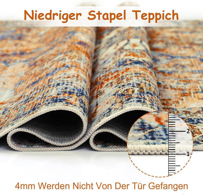 Boho Teppich Wohnzimmer Schlafzimmer Orange 120x170 cm Waschbar