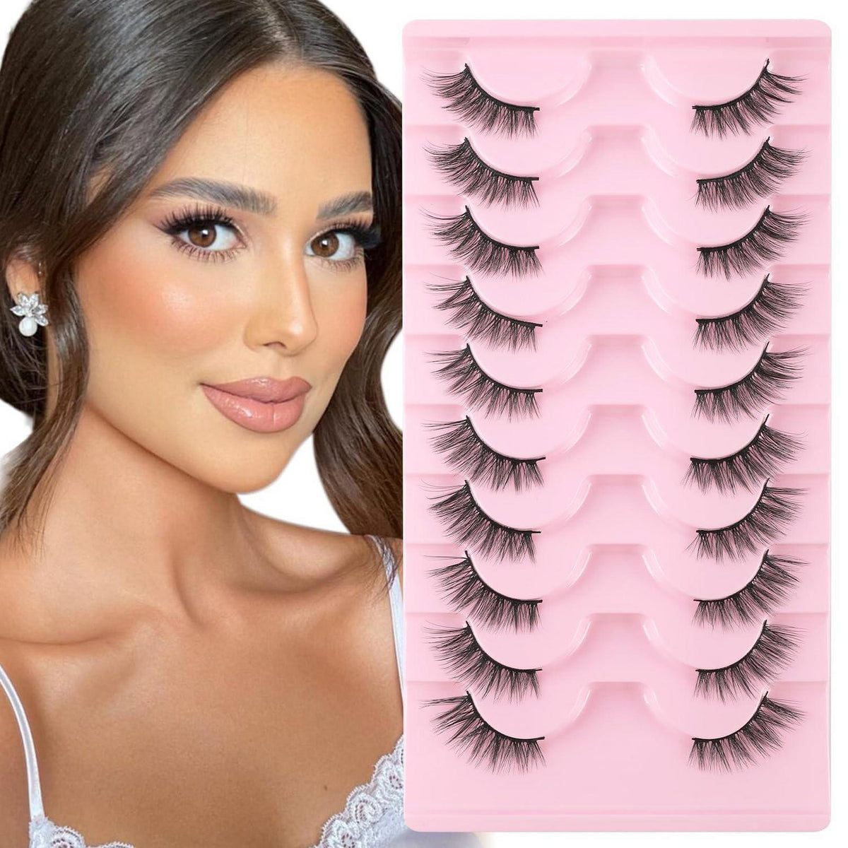 Halbe Wimpern Natürlich 10 Paar – Cat Eye für Alltag & Feste