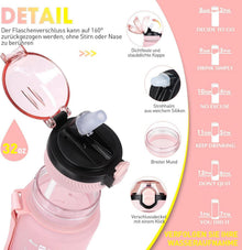 AOPREL Trinkflasche 1L mit Stroh PCTG Sport Wasserflasche