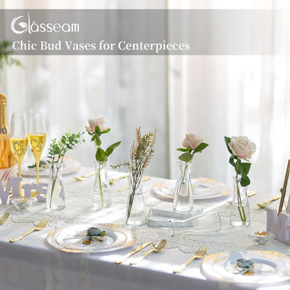 Kleine Glasseam Vasen Set, Glas Klar Blumenvase Modern 6