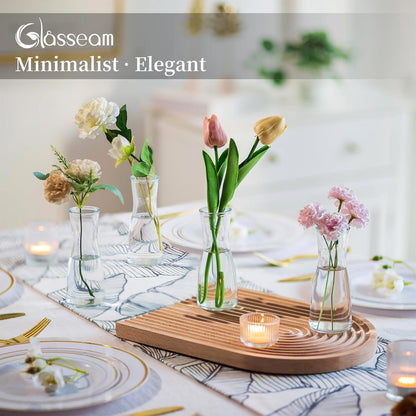 Kleine Vasen Set Glas Klar Blumenvase Modern 6 Stück