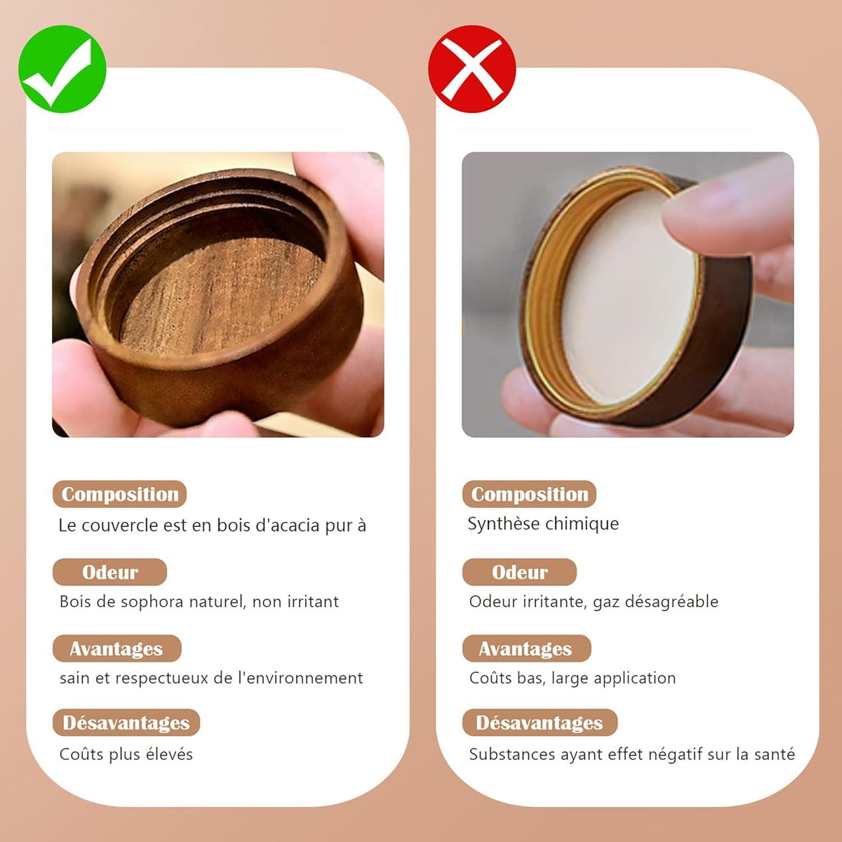 24 Gewürzdosen Set Akazienholz Kappen | Eckige Gewürzgläser | Gewürzetiketten