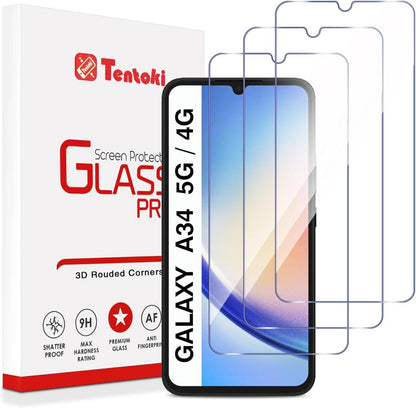 Panzer Schutzfolie Samsung Galaxy A34 5G/4G 6,6 Zoll 9H角Härte 3er Pack