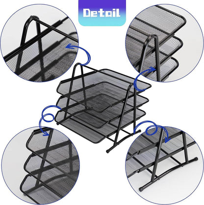 Schiebe-Briefablage Aktenablage Schreibtisch Organizer A4 3 Ebenen