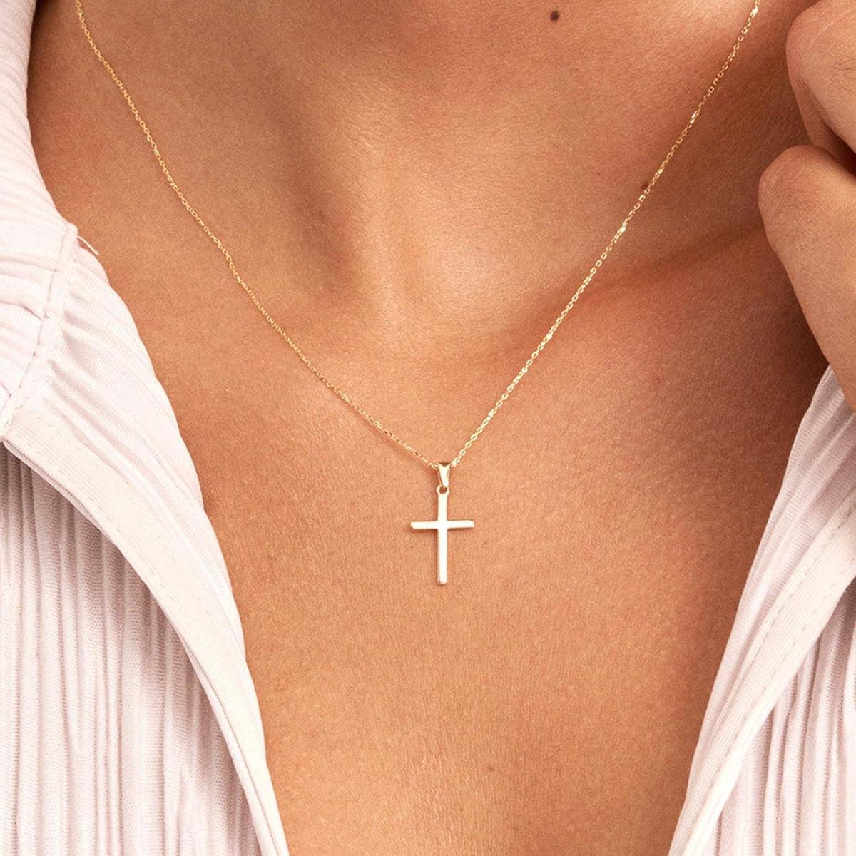 Goldene Kreuz Layered Kette Damen 14K Vergoldet Evil Eye Schmuck