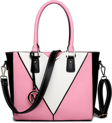 Moderne Grau-Weiß Damen Handtasche mit V-förmigem Design