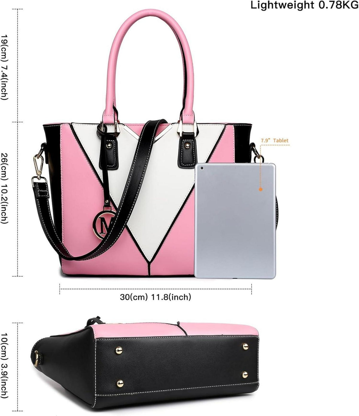Moderne Grau-Weiß Damen Handtasche mit V-förmigem Design