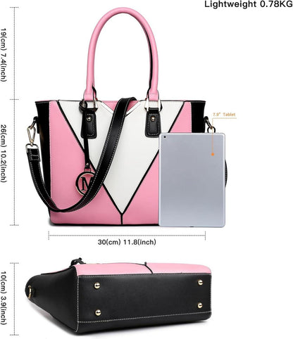 Moderne Grau-Weiß Damen Handtasche mit V-förmigem Design