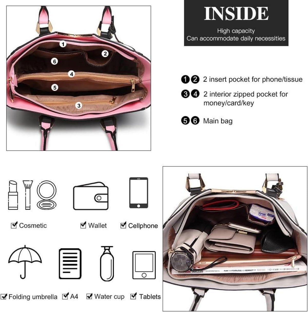 Damen Handtasche Schultertasche Shopper große Aktentasche Henkeltasche