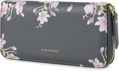 Große Damen Geldbörse Langformat Blumen Prägung RFID Schutz