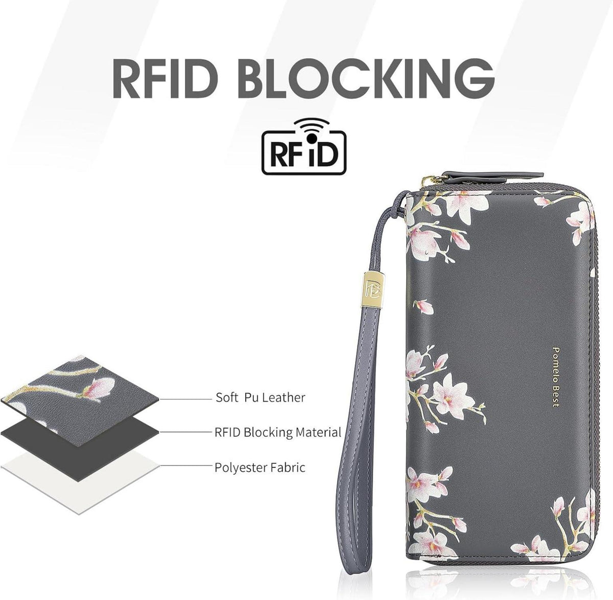 Damen Geldbörse Langformat Blumen Prägung RFID Portemonnaie viele Fächer