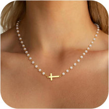 Goldene Kreuzkette 14K Vergoldet Layered Damen Halskette Modeschmuck