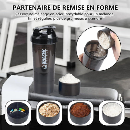 Protein Shaker 500ml mit Kugel, Auslaufsicher Gym Becher Schwarz