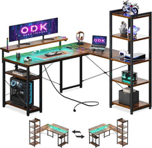 Gaming Tisch Vintage Braun 137x140cm LED USB Schnittstellen Ablagen