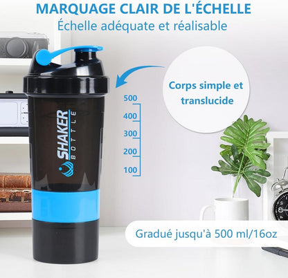 Protein Shaker 500ml für Gym & Sport, Auslaufsicher & BPA-frei