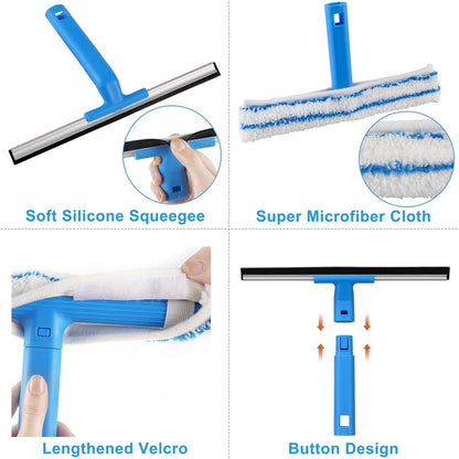 Mitclear Profi Fensterreiniger Teleskopstiel 146cm Silikonabzieher