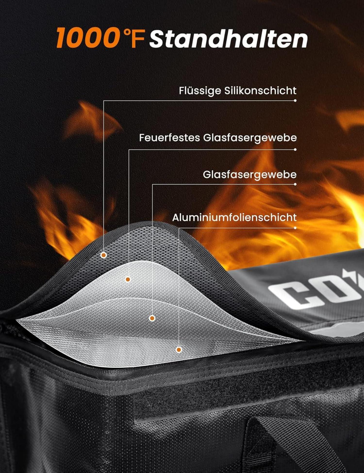 Coicer E-bike Akku Tasche XL feuerfeste explosionsgeschützte Lipo Safe