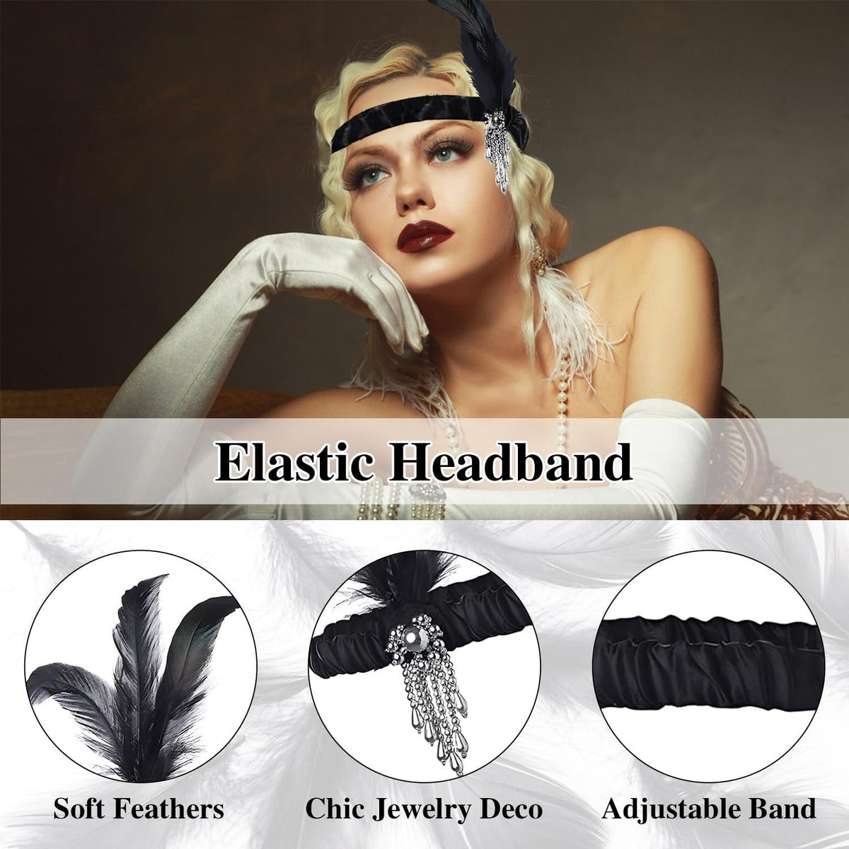 BIQIQI 20er Jahre Damen Gatsby Kleid Charleston Flapper mit Pailletten und Fransen
