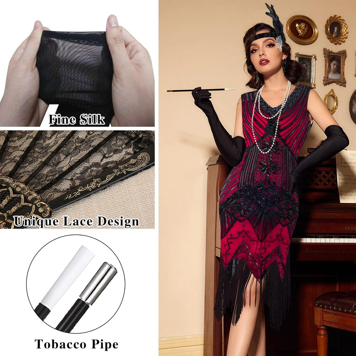 20er Jahre Kostüm Damen Gatsby Kleid Charleston Flapper Kleider