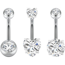 Bauchnabelpiercing 14G Edelstahl Hypoallergen mit Perlen & Zirkonia 3er Set
