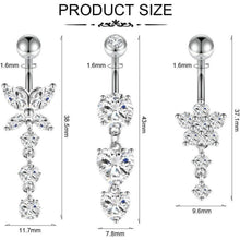 Bauchnabelpiercing 3er Set, Hypoallergener Edelstahl, Silber