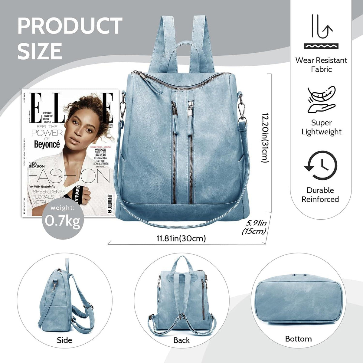 Modischer Damenrucksack wasserdicht diebstahlsicher wandelbar