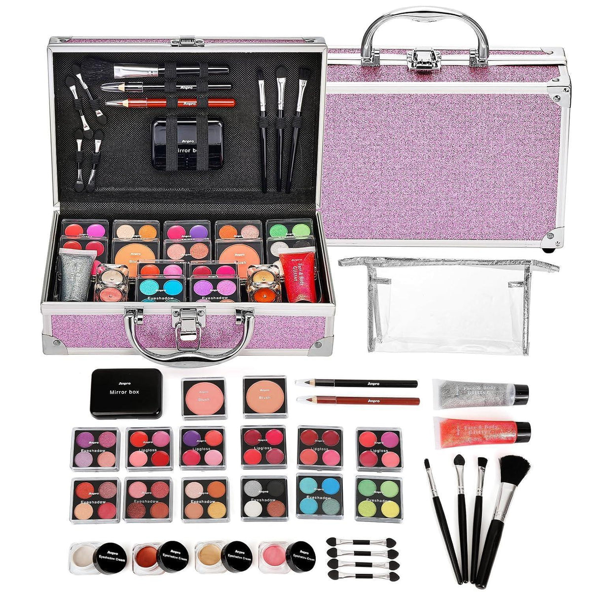 Komplettes Teen Make-up Set mit Kosmetiktasche & Pinseln