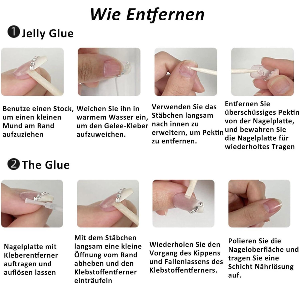 24 Press On Nails Kurz - Glänzend Weiß | Falsche Nägel Aufkleben