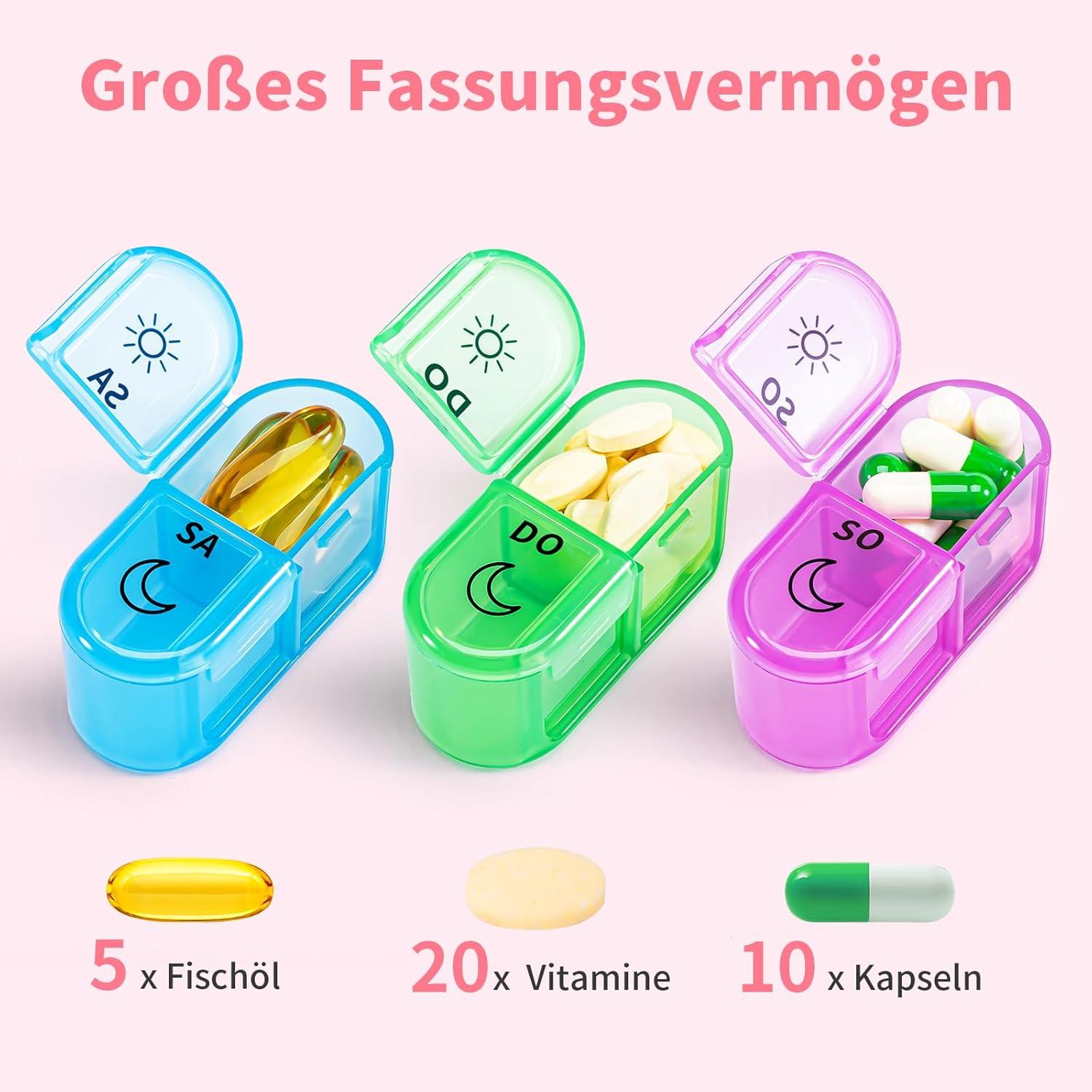 Tablettenbox 7 Tage groß & klein, Medikamentenbox 14