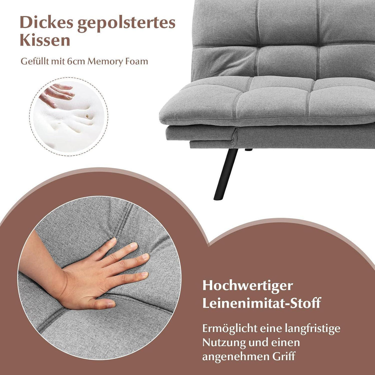 GOPLUS Schlafsofa 2-Sitzer mit verstellbarer Rückenlehne
