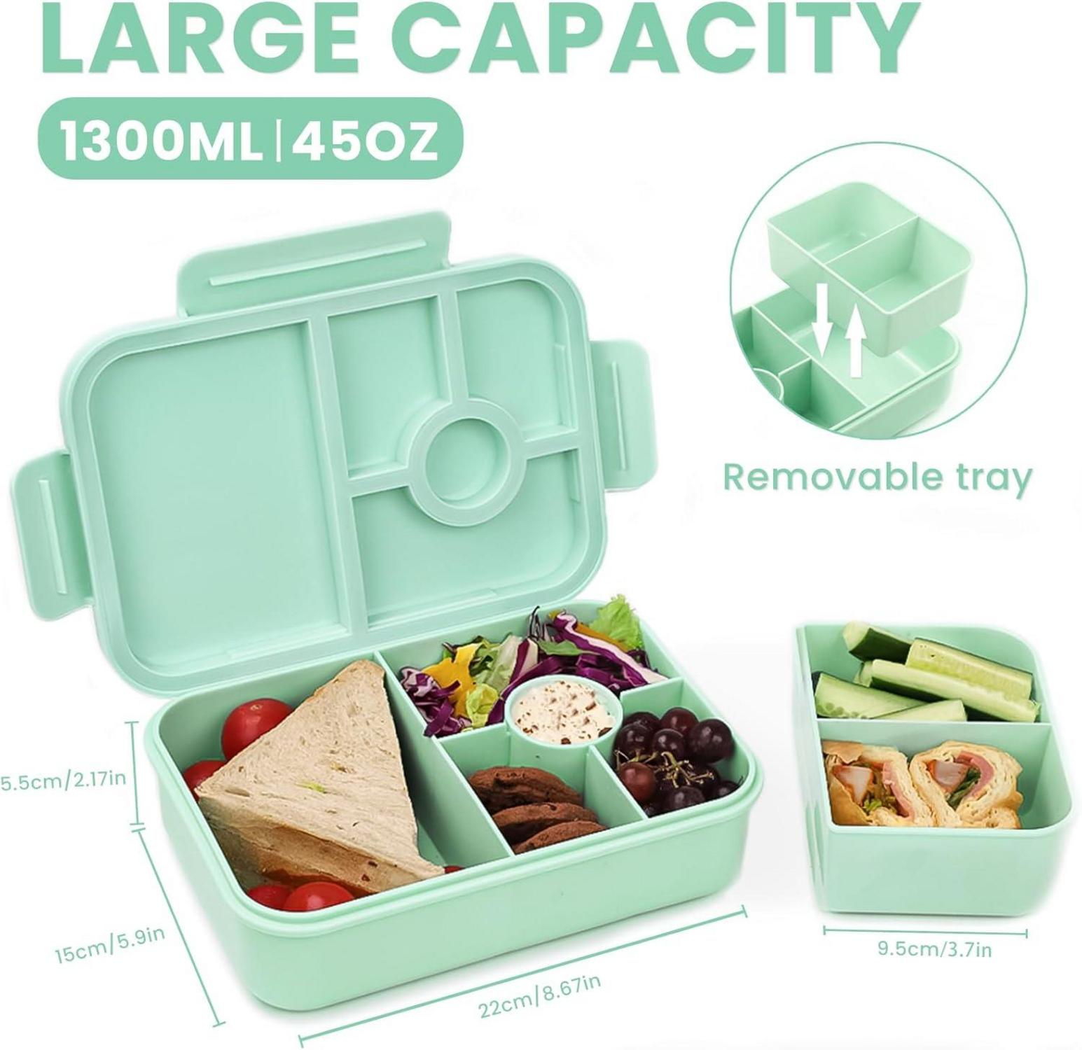 Bugucat Lunchbox Kinder mit Besteckset, 1300ml, BPA-frei