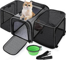 Pecute Erweiterbare Katzentransportbox für 2 Katzen Hund Welpen