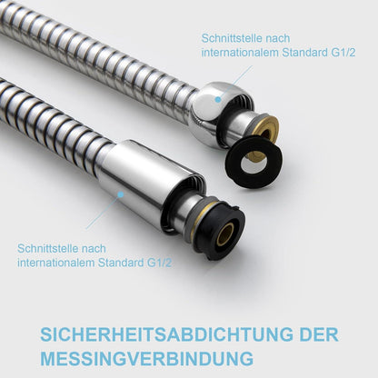 Duschschlauch Edelstahl 1,5m Hochdruckduschrohr Knickschutz