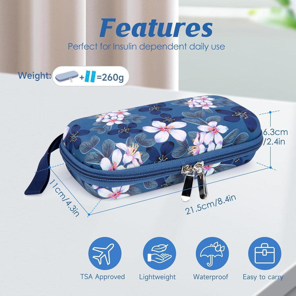 Insulinkühltasche Reise Diabetiker Tasche mit 2 Kühlakkus