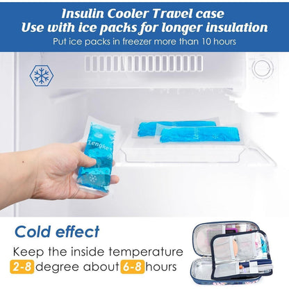 Insulinkühltasche Reise Diabetiker Tasche mit 2 Kühlakkus