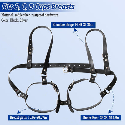 BDSM Bondage Sex Spielzeug Brust Fesseln Damen Leder Bh Schwarz