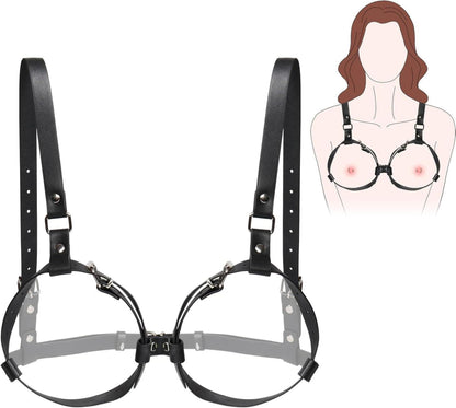 BDSM Bondage Harness Set Damen Sex Spielzeug Leder Bh Schwarz