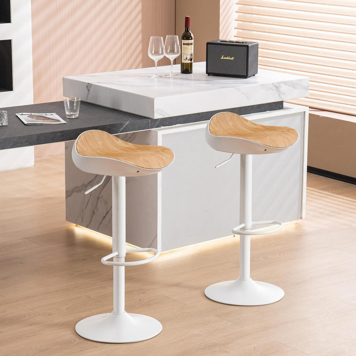 YOUNIKE Barhocker 2er Set, Höhenverstellbar & 360° Drehbar