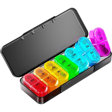 7-Tage Tablettenbox Morgens Abends, Pillendose mit 14 Fächern, Schwarz