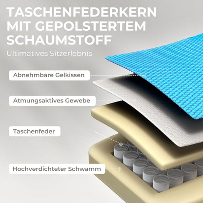 Gaming Stuhl Stoff Massage Sessel mit Fußstütze ergonomisch