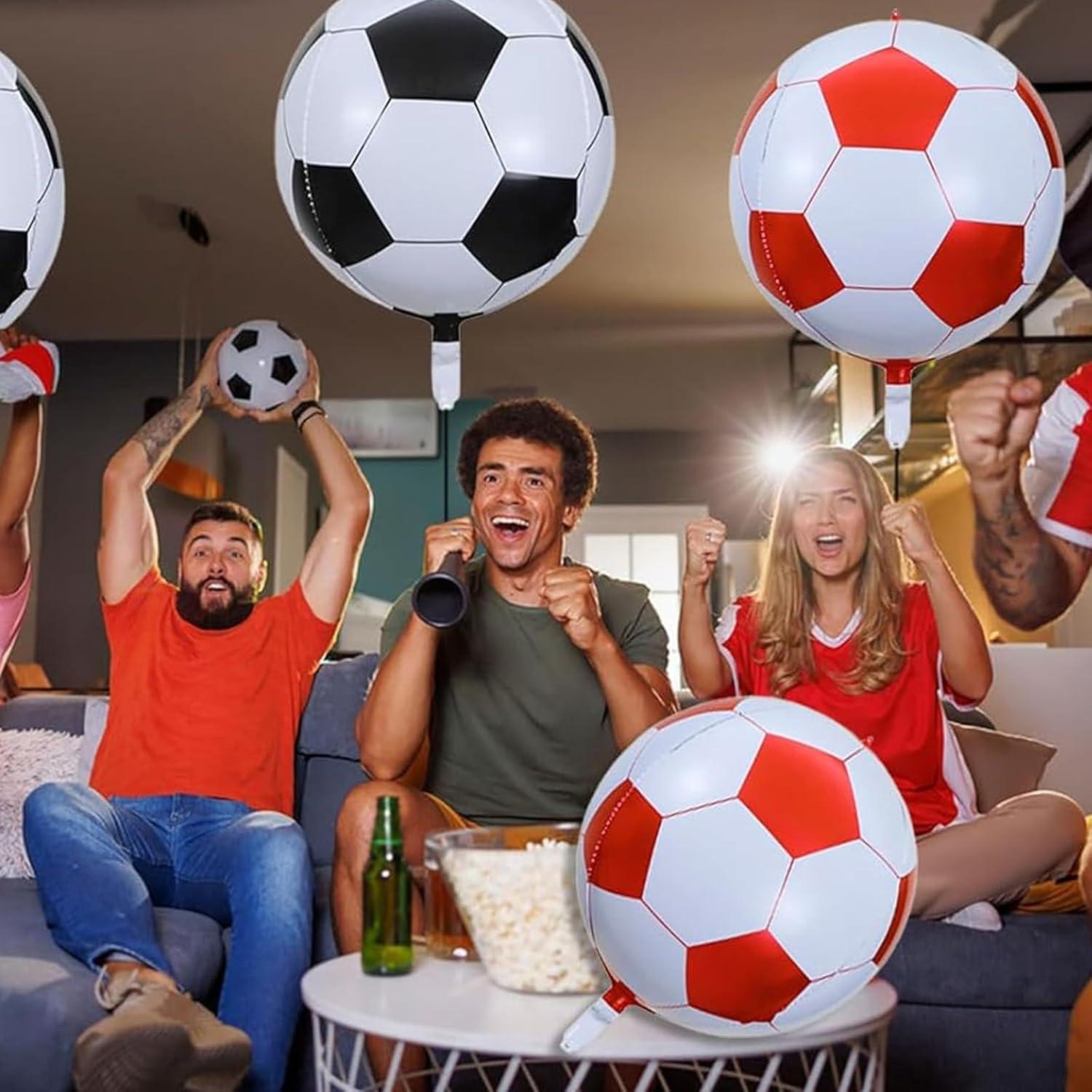 6 Stück 4D Fußball Luftballons Schwarz Weiß Kinder Geburtstag Party Deco