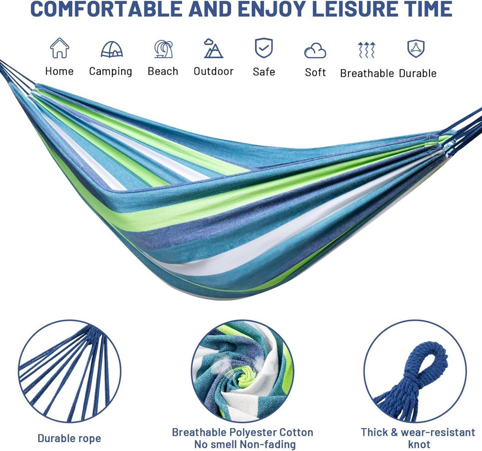 Hängematte Outdoor Camping Poly-Baumwolle 230 x 150CM Blau