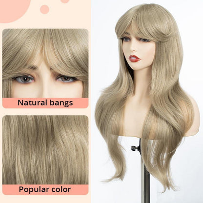 Lange blonde Perücke mit Pony – Hitzebeständig & Vielseitig