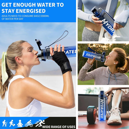 Mevoly Trinkflasche 1 Liter BPA-Frei Tritan Auslaufsicher Zeitmarkierung