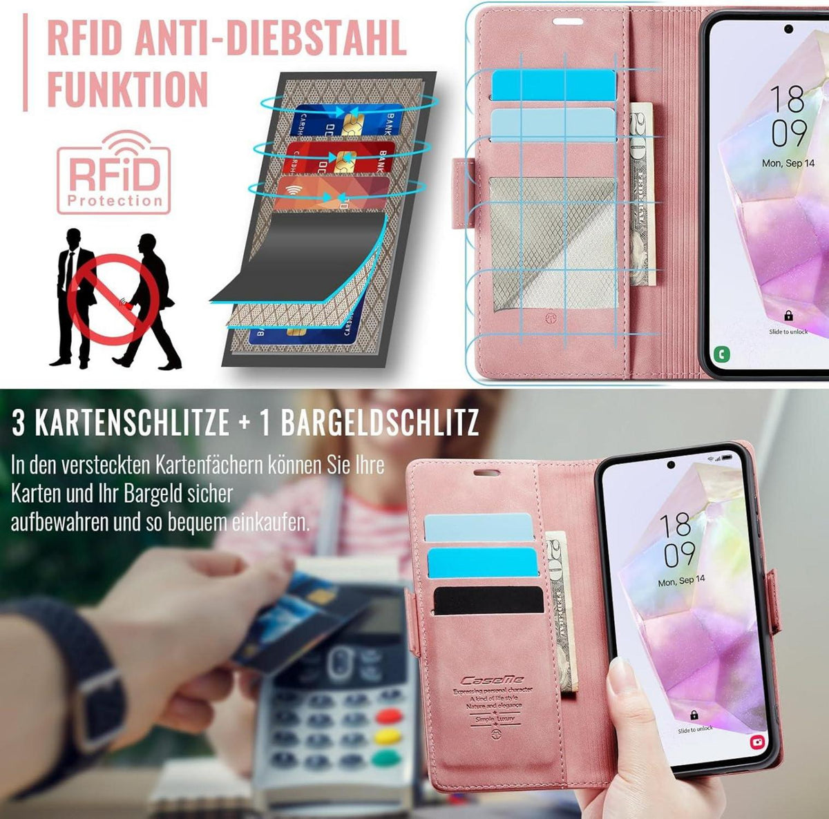 Samsung Galaxy A35 5G Handyhülle Klappbar PU Lederhülle RFID