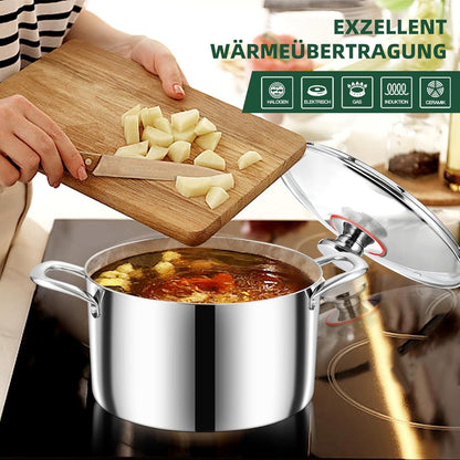 3-Lagen Edelstahl Kochtopf 3,3L Induktion Nudeltopf Suppentopf 20cm