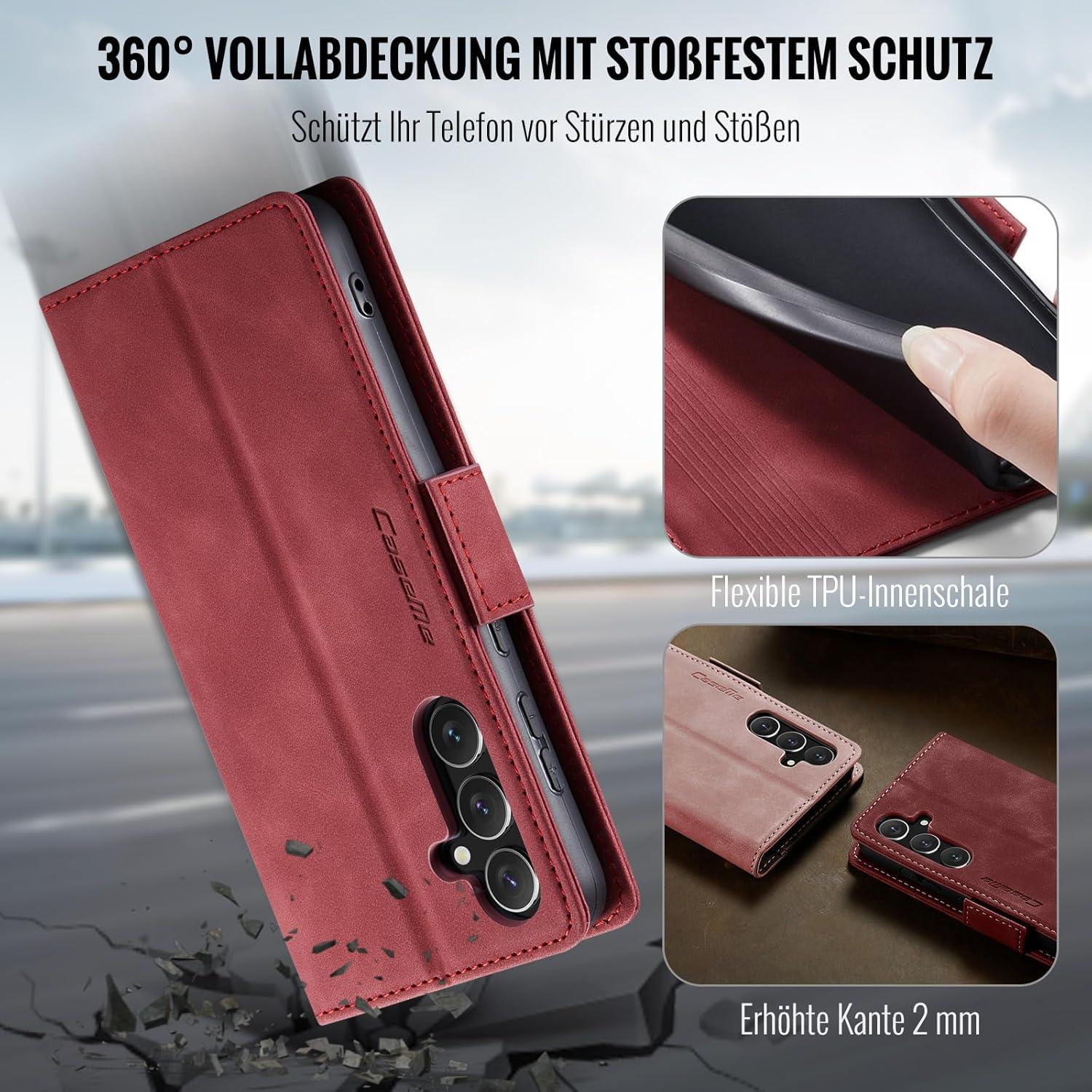 Samsung Galaxy A35 5G Handyhülle Klappbar PU Leder RFID Schutz Rot