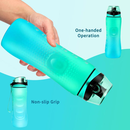 Motivations-Trinkflasche mit Zeitmarkierung, Mintgrün 750ml